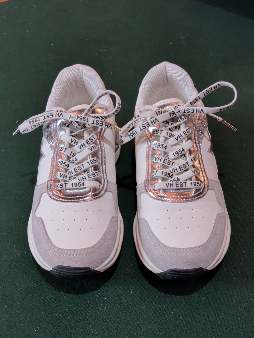 Women's Vintage Havana White Sneakers with Silver Accents